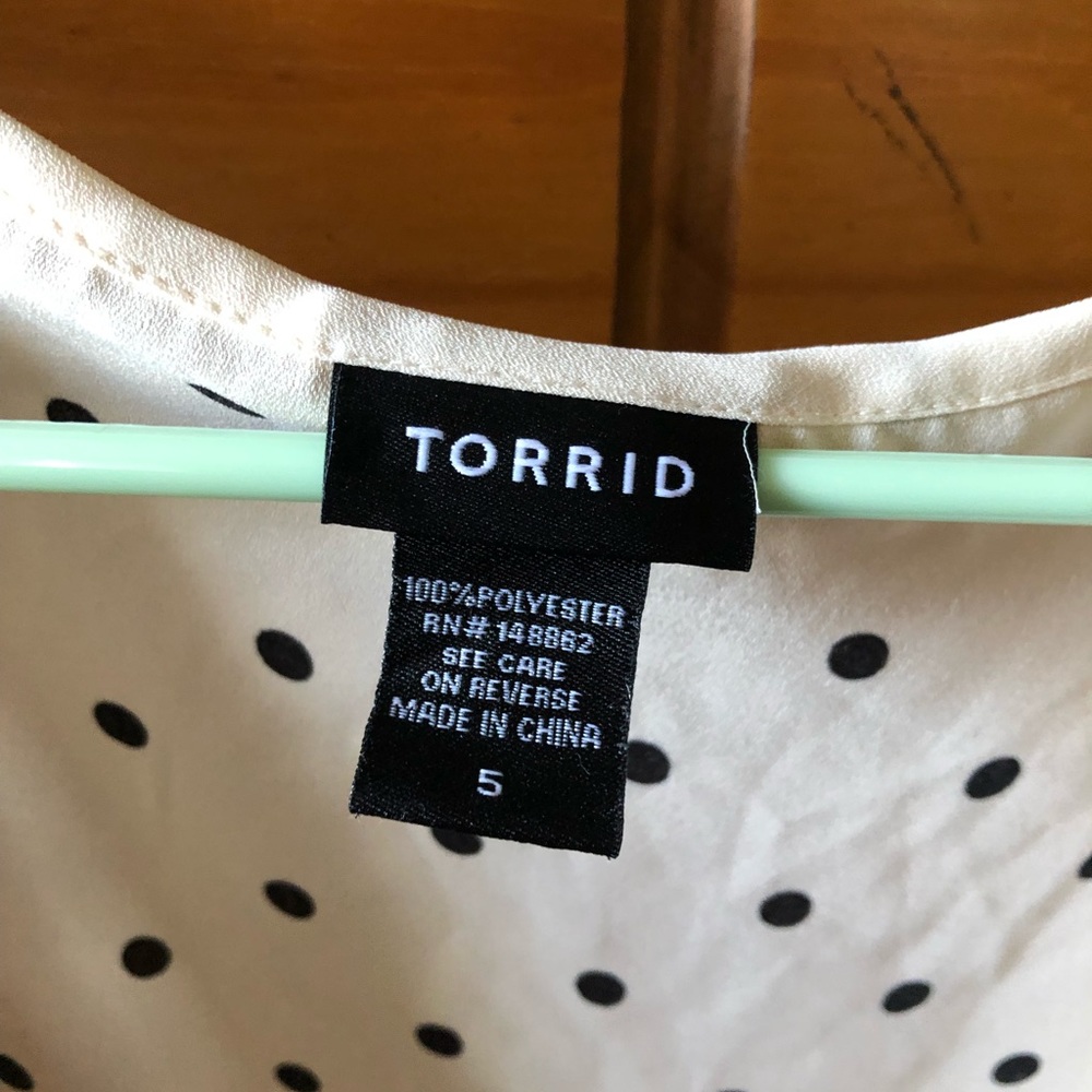Cream & Black polka dot sheer shirt